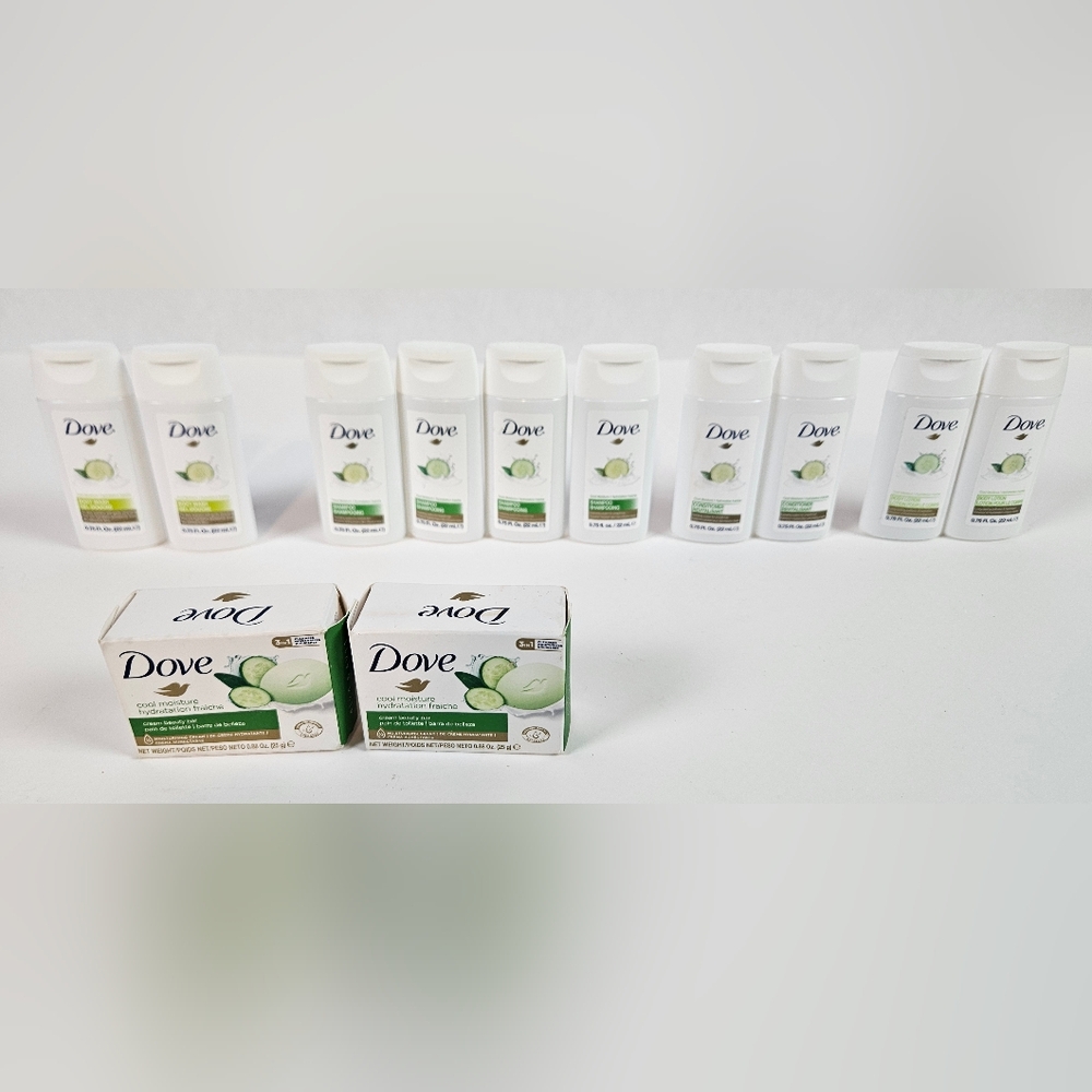 Dove Cucumber and Green Tea Body Wash and Soap 12 Piece Travel Set